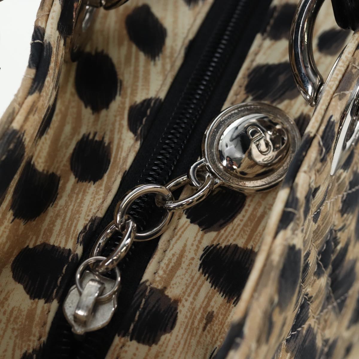 Christian Dior Canage Canage Hand Bag Nylon 2way Beige Silver Auth 203210V