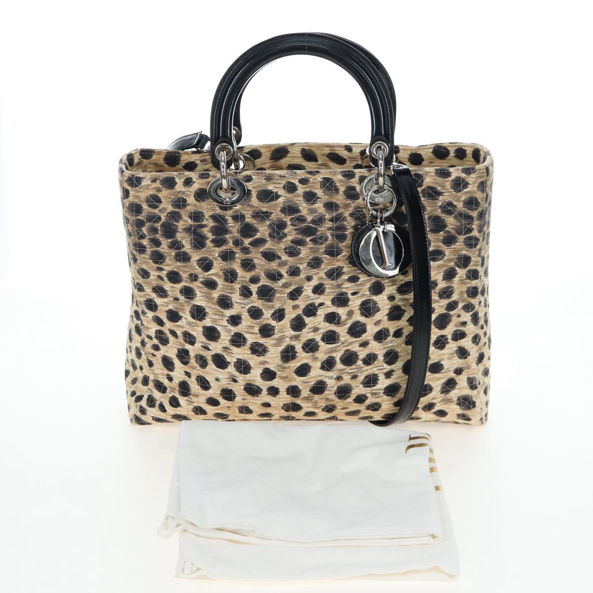 Christian Dior Canage Canage Hand Bag Nylon 2way Beige Silver Auth 203210V