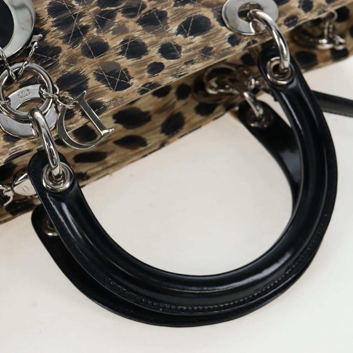 Christian Dior Canage Canage Hand Bag Nylon 2way Beige Silver Auth 203210V