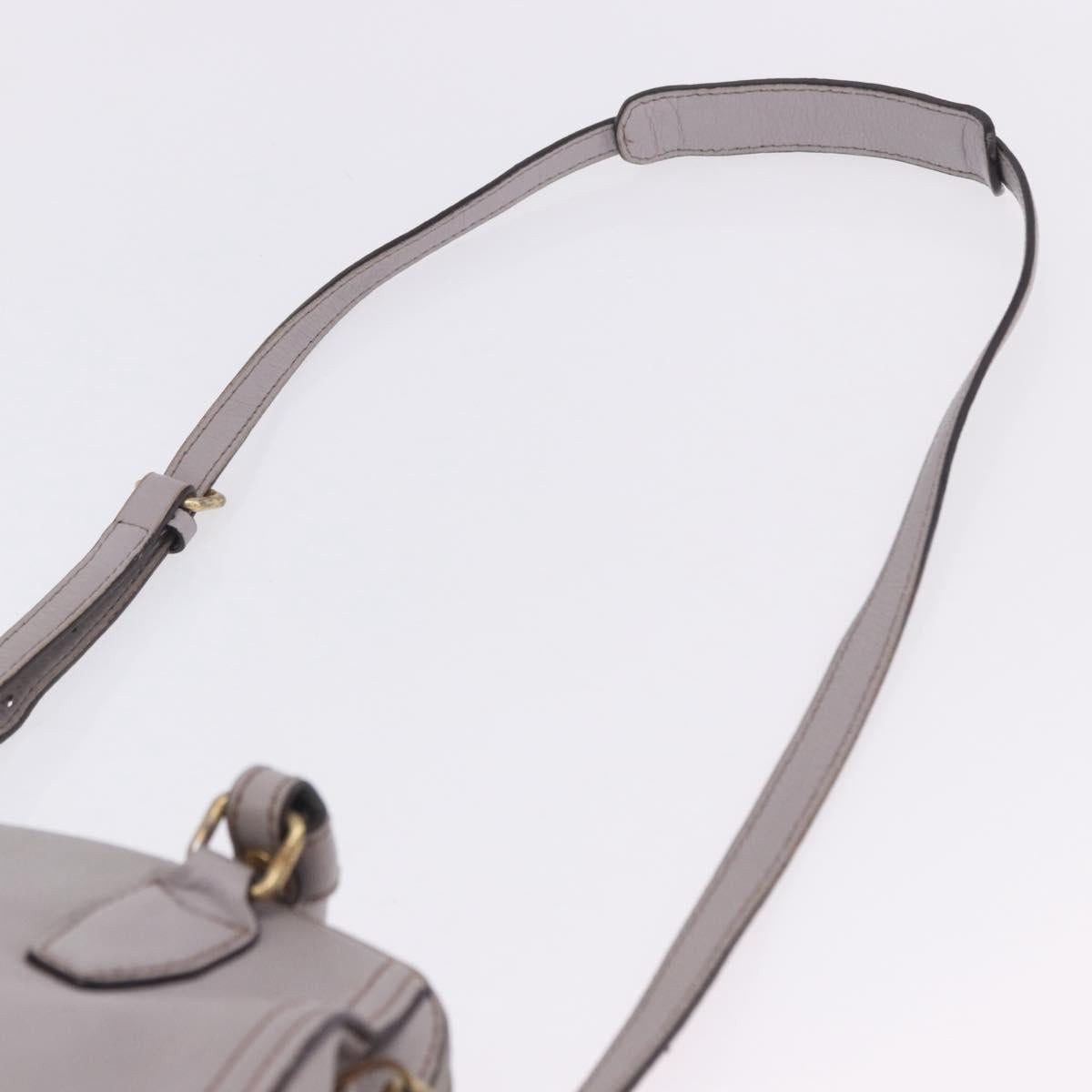 MCM Hand Bag Leather 2way Gray Gold Auth 203213