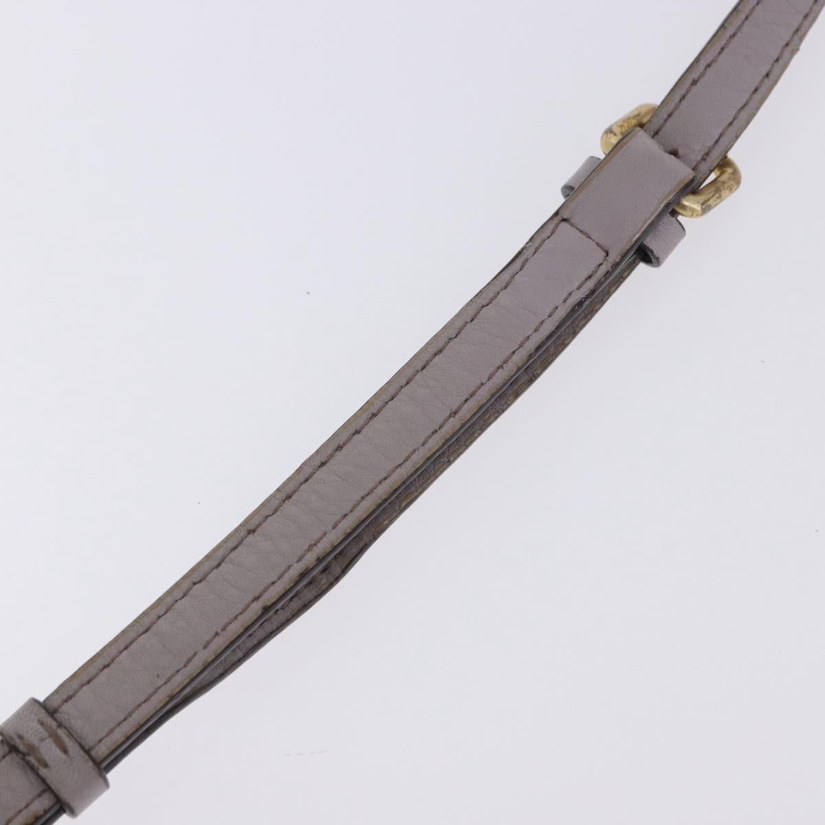 MCM Hand Bag Leather 2way Gray Gold Auth 203213