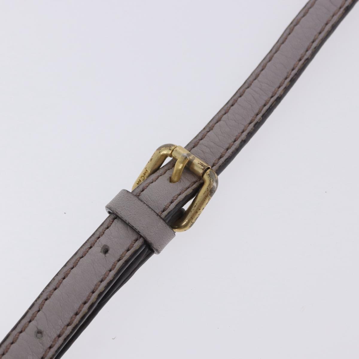 MCM Hand Bag Leather 2way Gray Gold Auth 203213