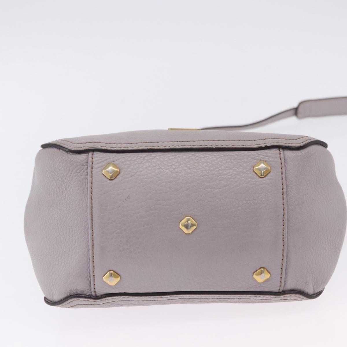MCM Hand Bag Leather 2way Gray Gold Auth 203213