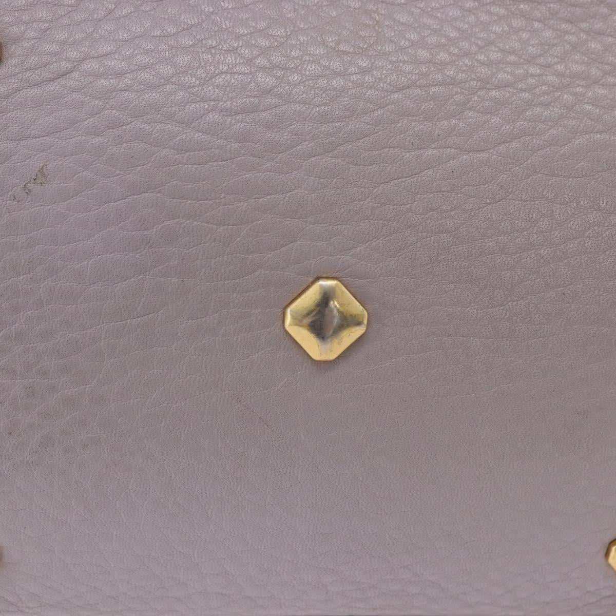 MCM Hand Bag Leather 2way Gray Gold Auth 203213