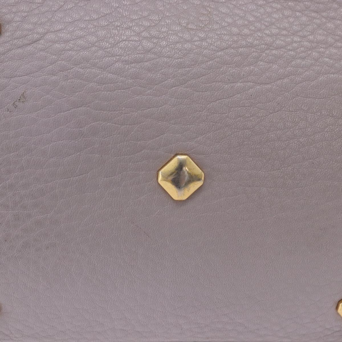 MCM Hand Bag Leather 2way Gray Gold Auth 203213