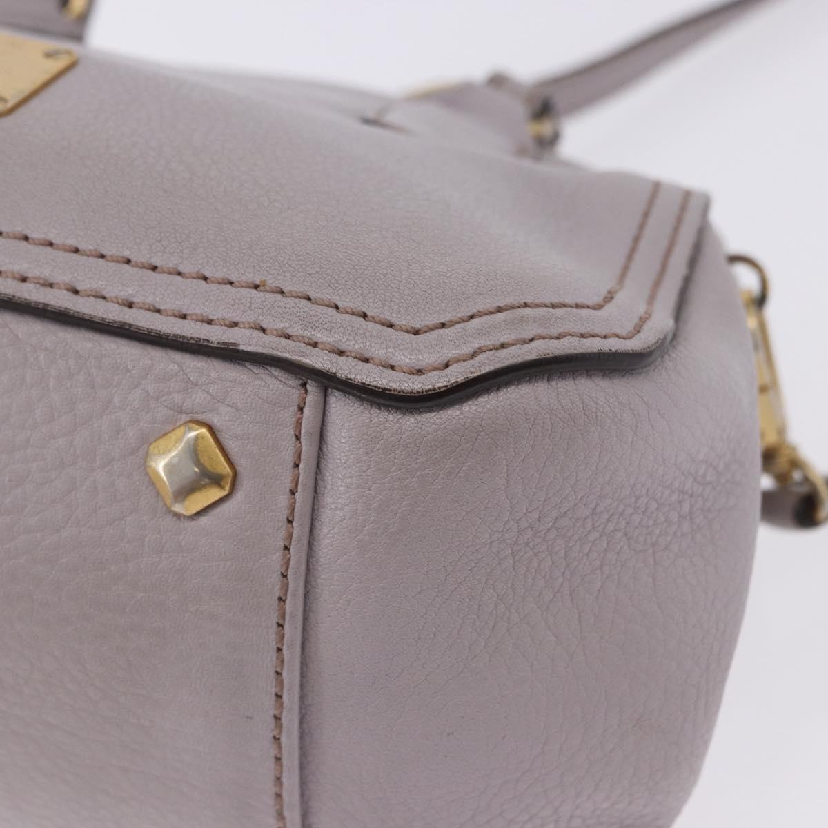 MCM Hand Bag Leather 2way Gray Gold Auth 203213