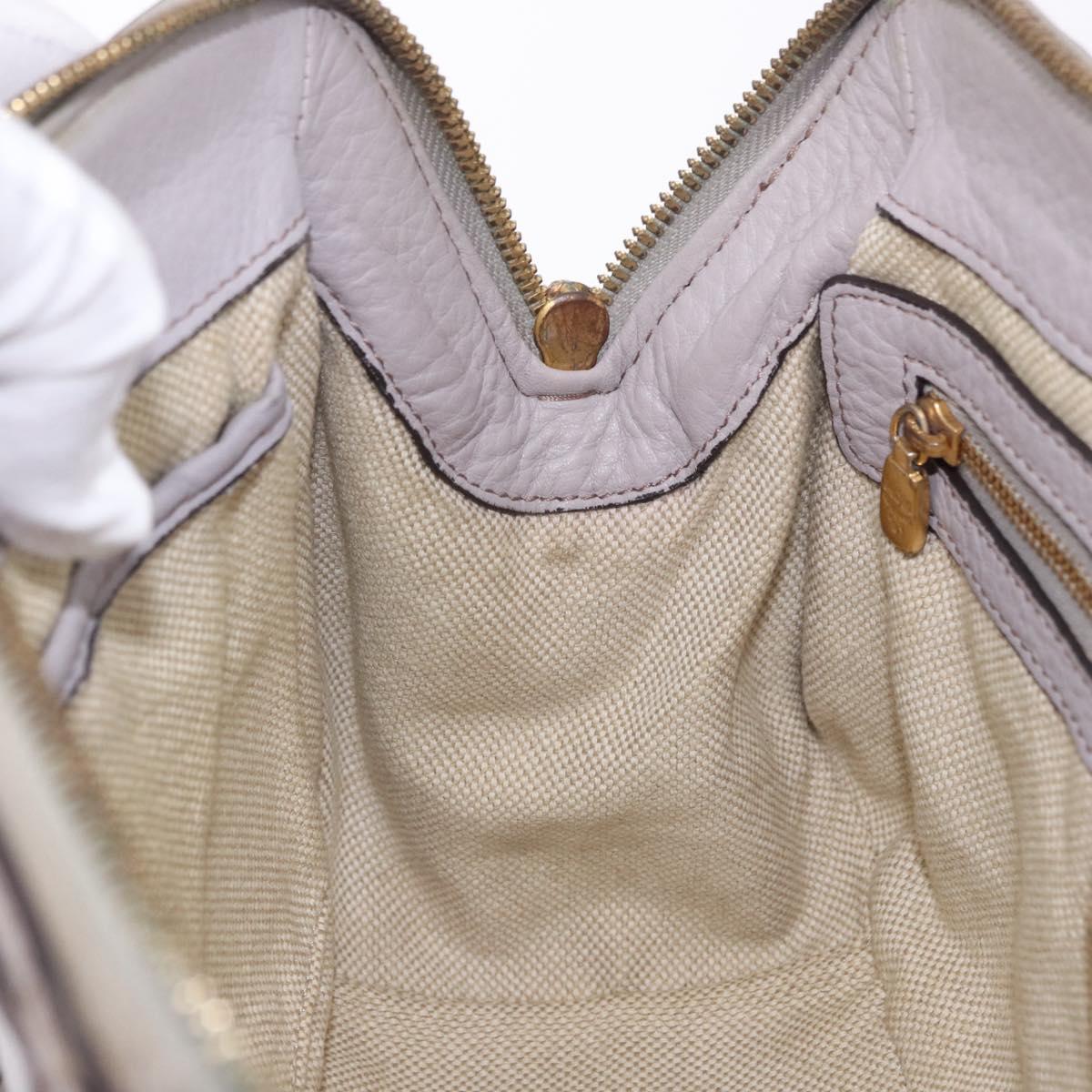 MCM Hand Bag Leather 2way Gray Gold Auth 203213