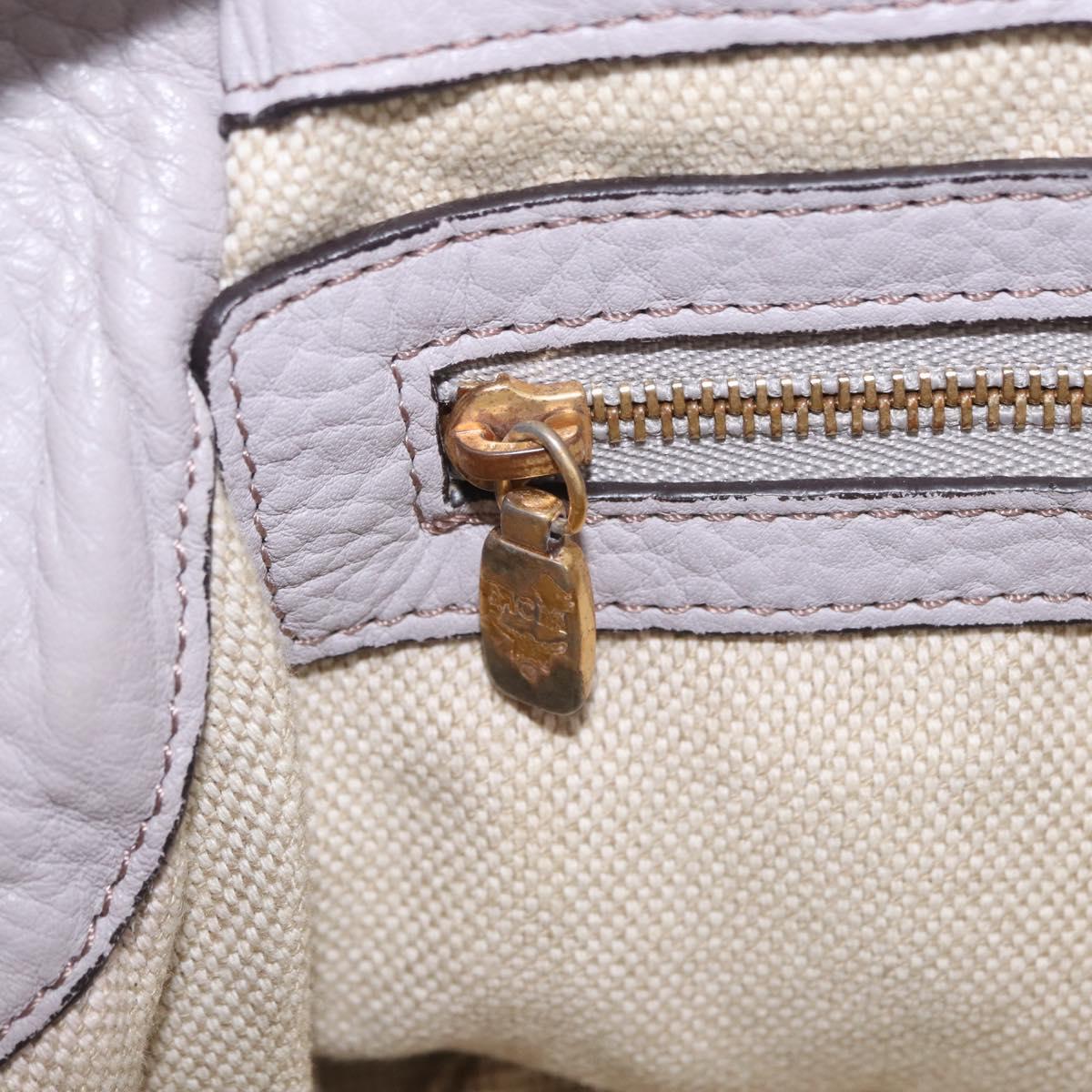 MCM Hand Bag Leather 2way Gray Gold Auth 203213