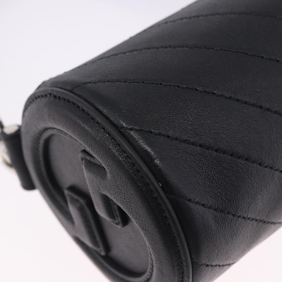 GUCCI Shoulder Bag Leather Black Silver 760170 Auth 203217V