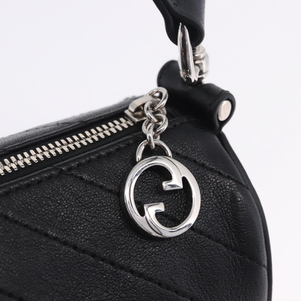 GUCCI Shoulder Bag Leather Black Silver 760170 Auth 203217V