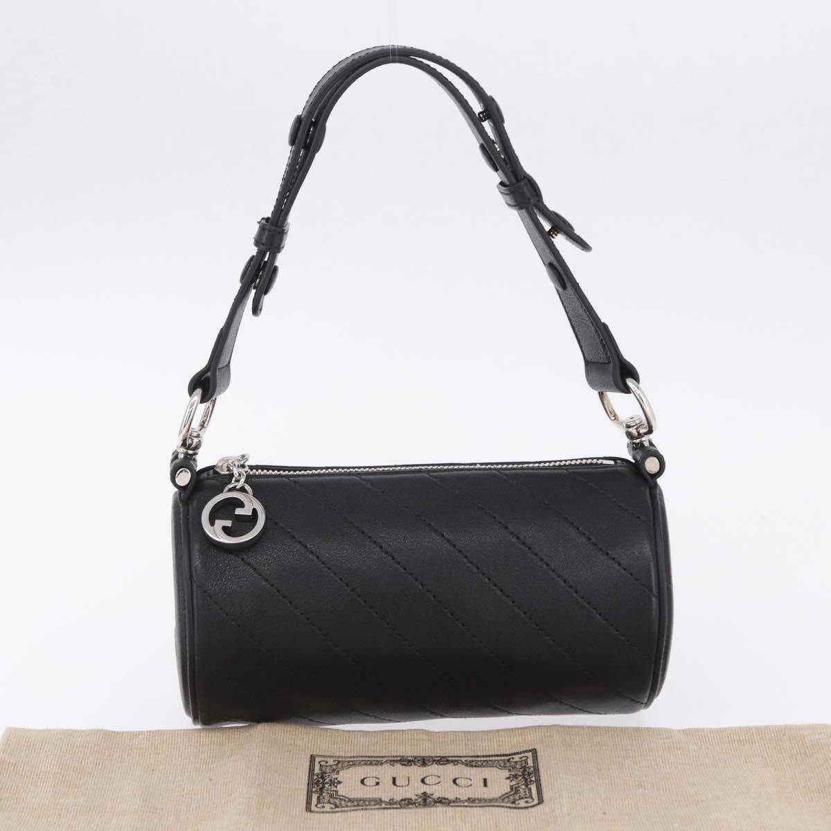 GUCCI Shoulder Bag Leather Black Silver 760170 Auth 203217V