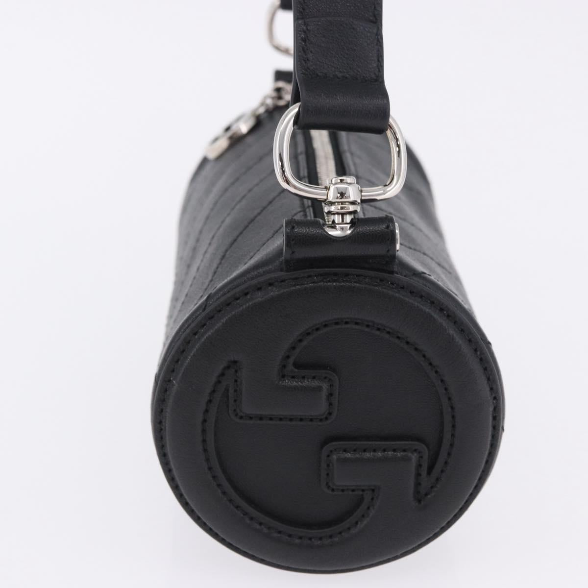 GUCCI Shoulder Bag Leather Black Silver 760170 Auth 203217V