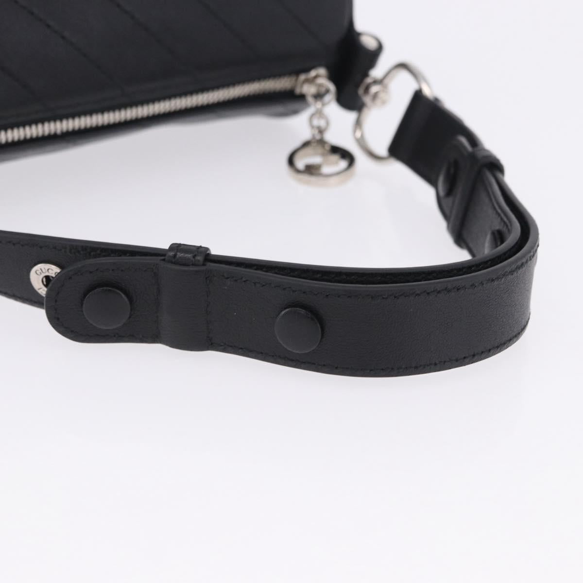 GUCCI Shoulder Bag Leather Black Silver 760170 Auth 203217V