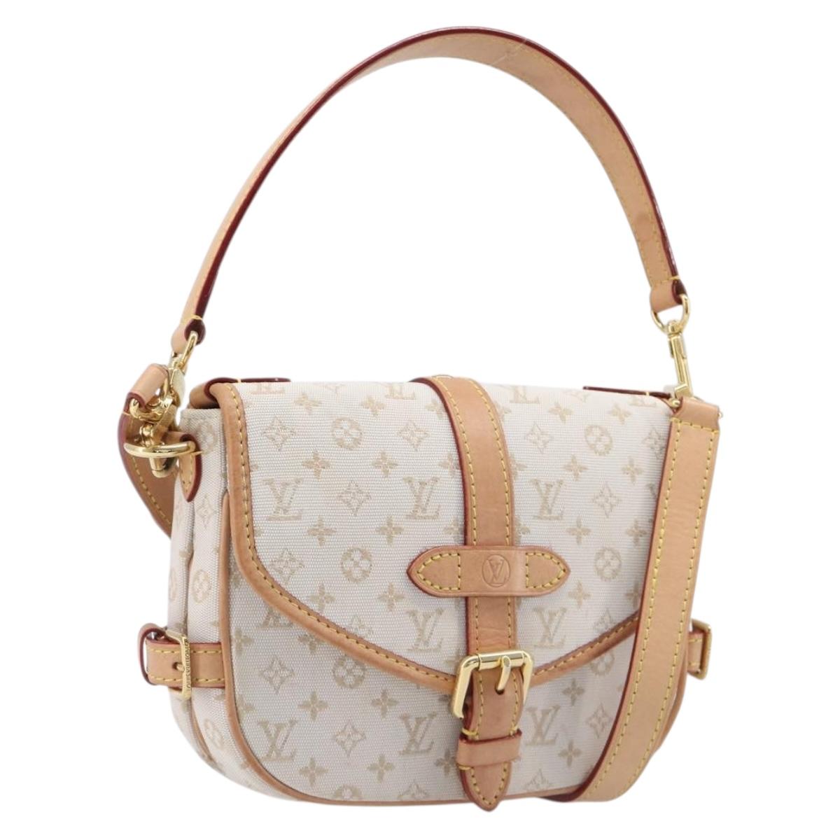 LOUIS VUITTON Monogram Mini Lin Saumur BB Bag White M12327 LV Auth 203218V