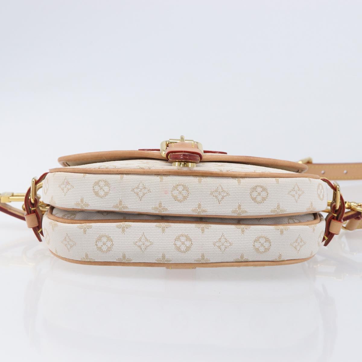LOUIS VUITTON Monogram Mini Lin Saumur BB Bag White M12327 LV Auth 203218V