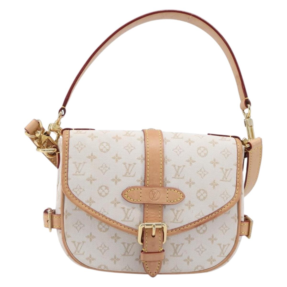 LOUIS VUITTON Monogram Mini Lin Saumur BB Bag White M12327 LV Auth 203218V