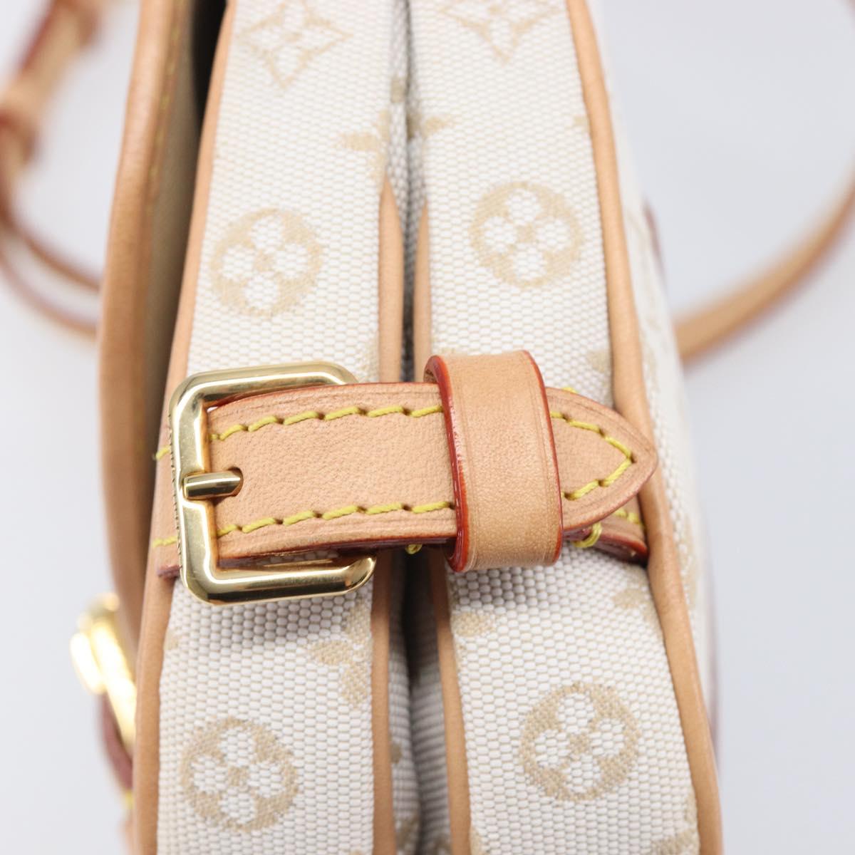 LOUIS VUITTON Monogram Mini Lin Saumur BB Bag White M12327 LV Auth 203218V