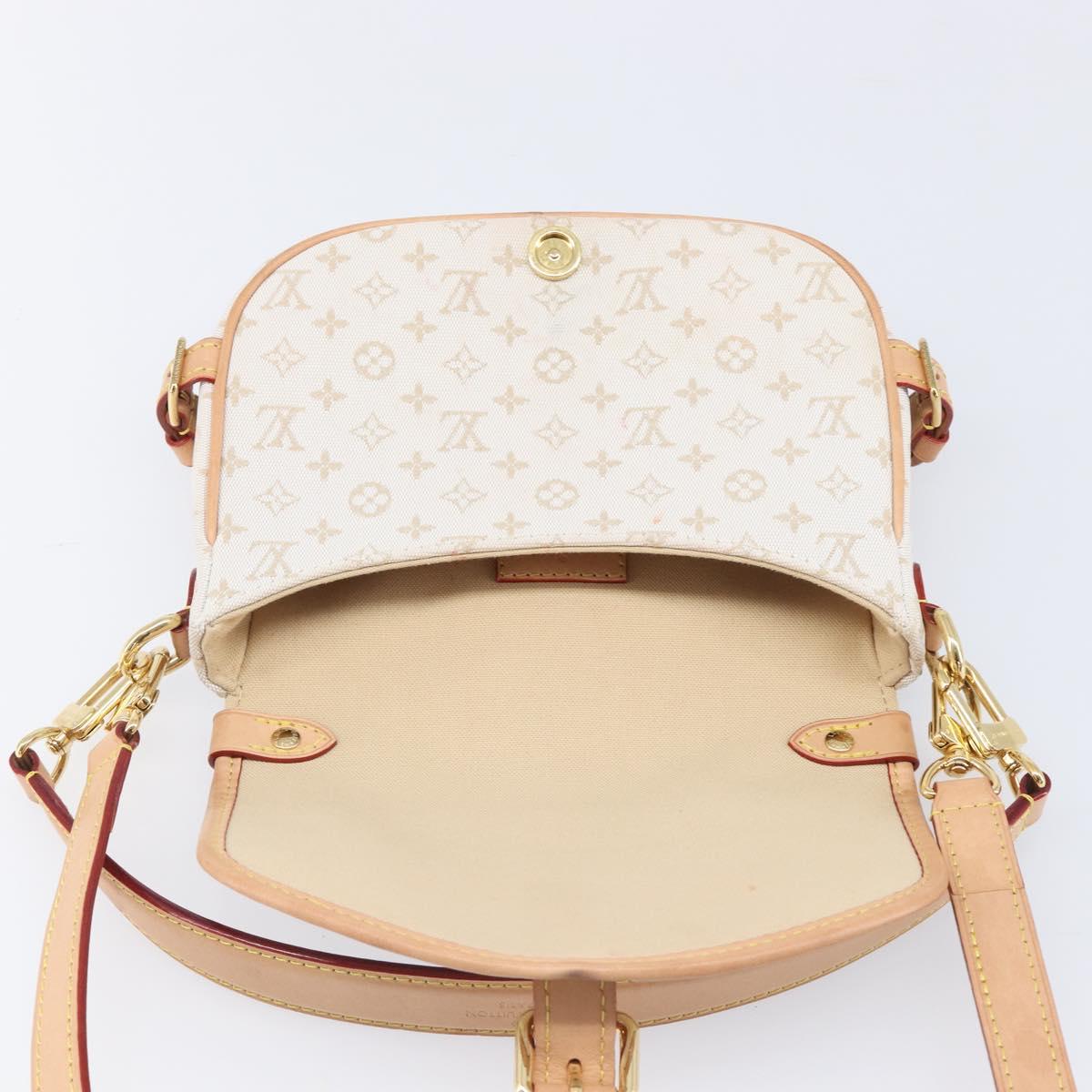 LOUIS VUITTON Monogram Mini Lin Saumur BB Bag White M12327 LV Auth 203218V