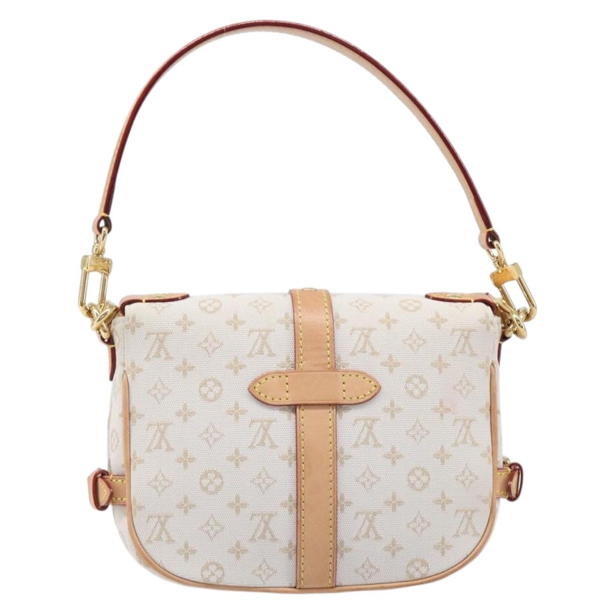 LOUIS VUITTON Monogram Mini Lin Saumur BB Bag White M12327 LV Auth 203218V