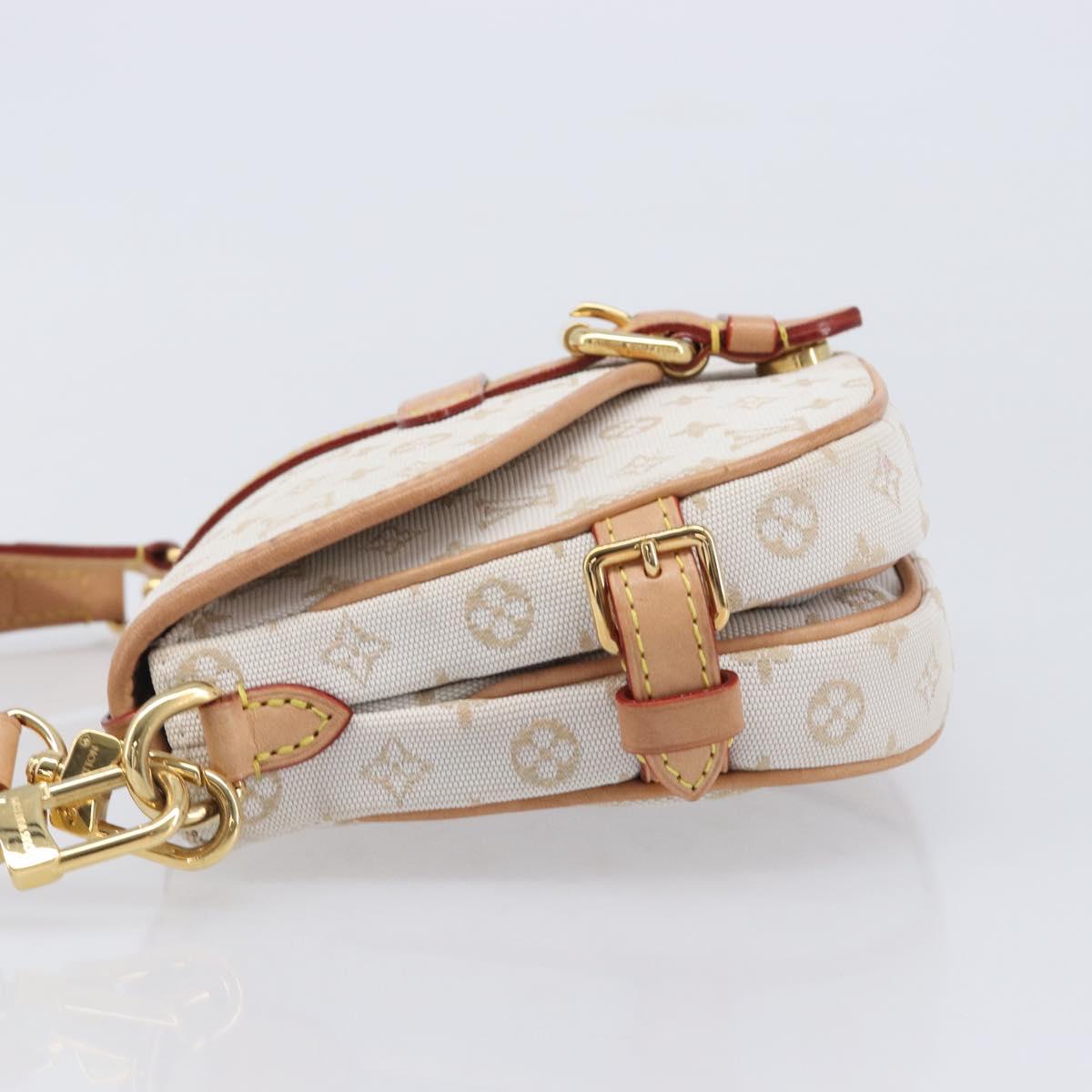 LOUIS VUITTON Monogram Mini Lin Saumur BB Bag White M12327 LV Auth 203218V