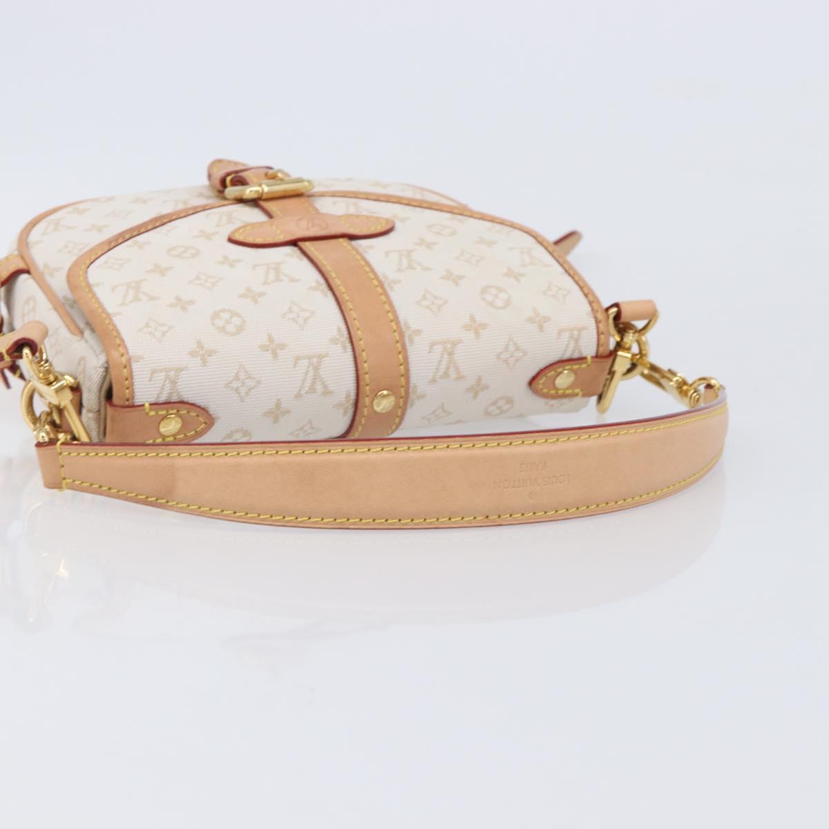 LOUIS VUITTON Monogram Mini Lin Saumur BB Bag White M12327 LV Auth 203218V