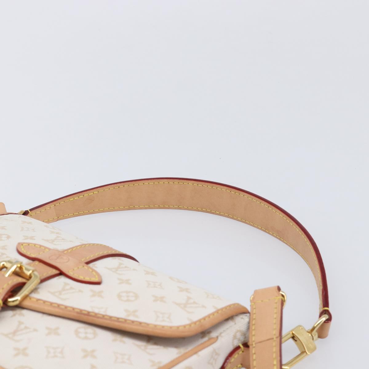 LOUIS VUITTON Monogram Mini Lin Saumur BB Bag White M12327 LV Auth 203218V