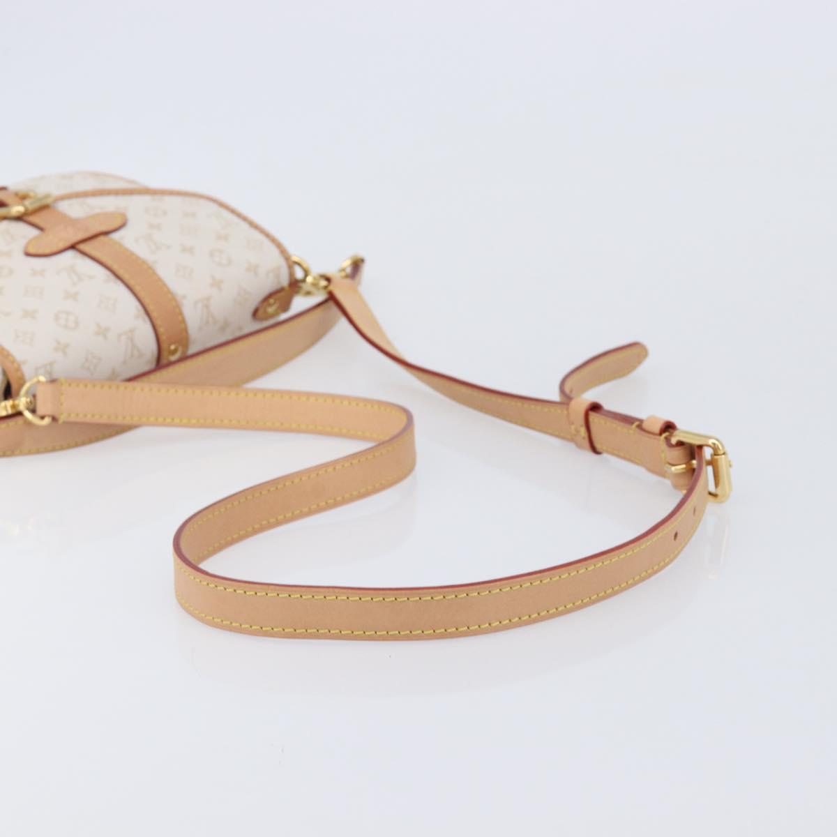 LOUIS VUITTON Monogram Mini Lin Saumur BB Bag White M12327 LV Auth 203218V