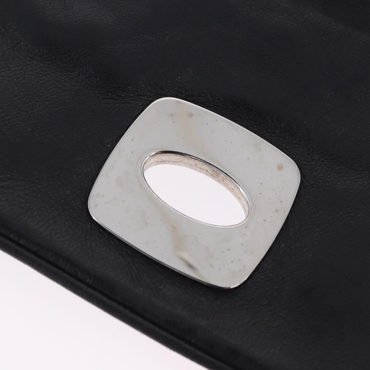 Christian Dior Chain Shoulder Bag Nylon Black Silver Auth 203219