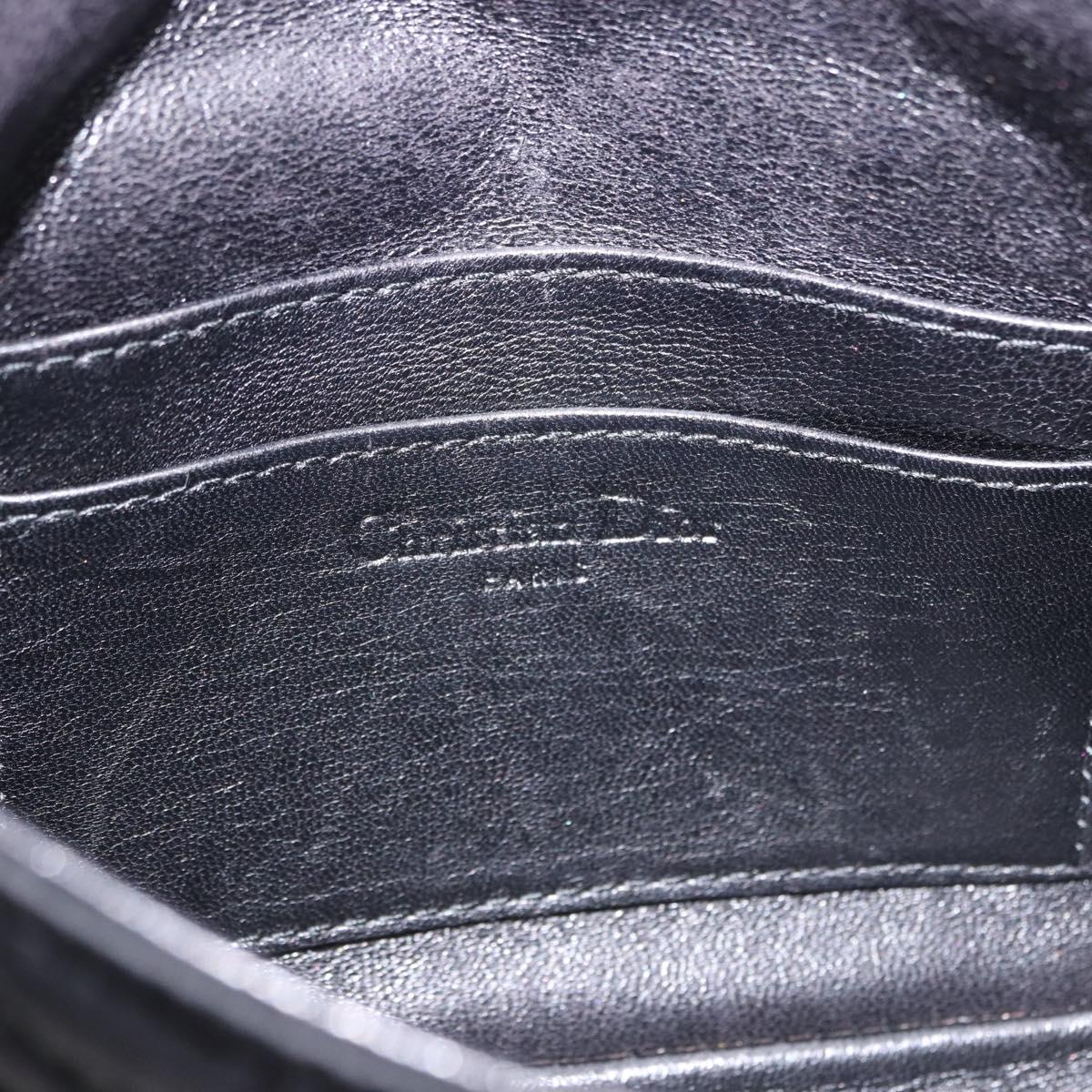Christian Dior Chain Shoulder Bag Nylon Black Silver Auth 203219