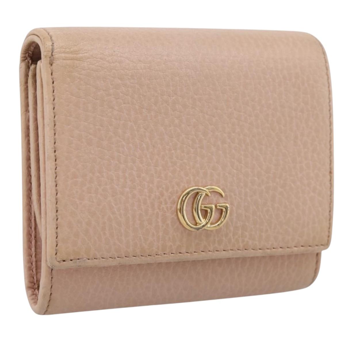 GUCCI Bifold Wallet Leather Pink Gold 598587 Auth 203221