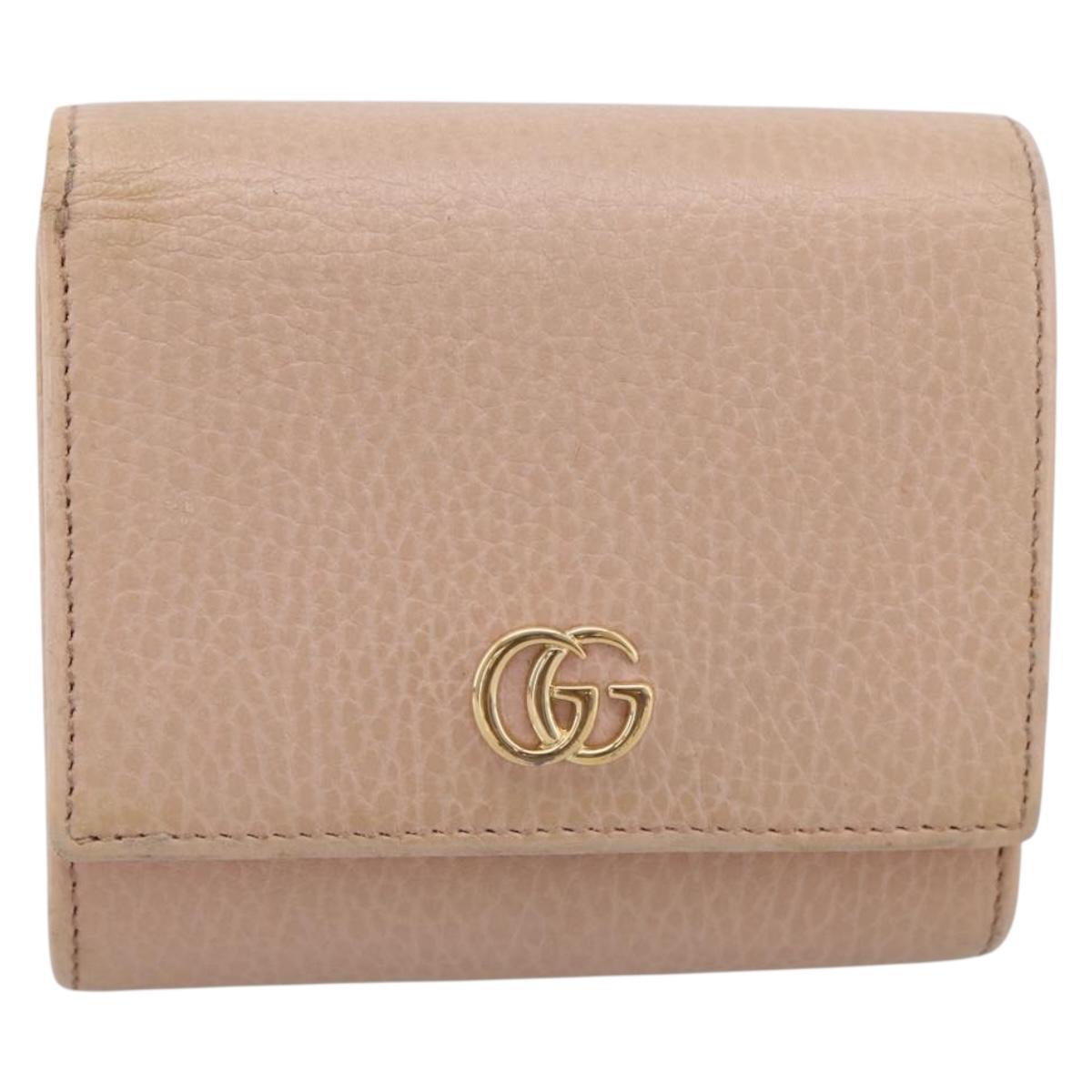GUCCI Bifold Wallet Leather Pink Gold 598587 Auth 203221