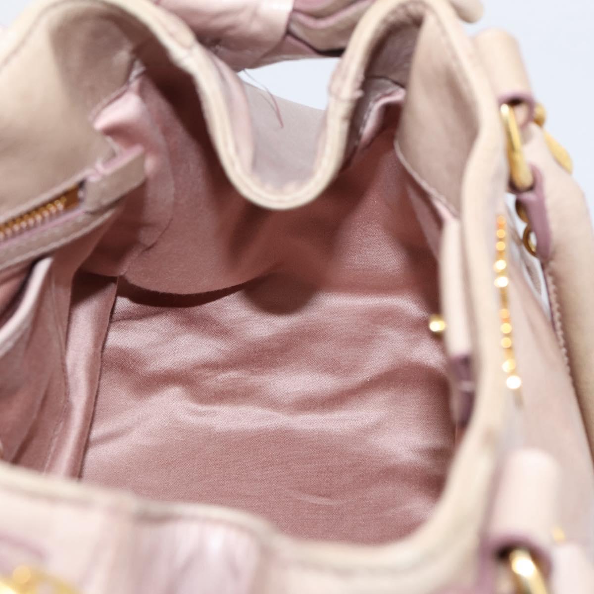 Miu Miu Hand Bag Leather 2way Beige Gold Auth 203225M