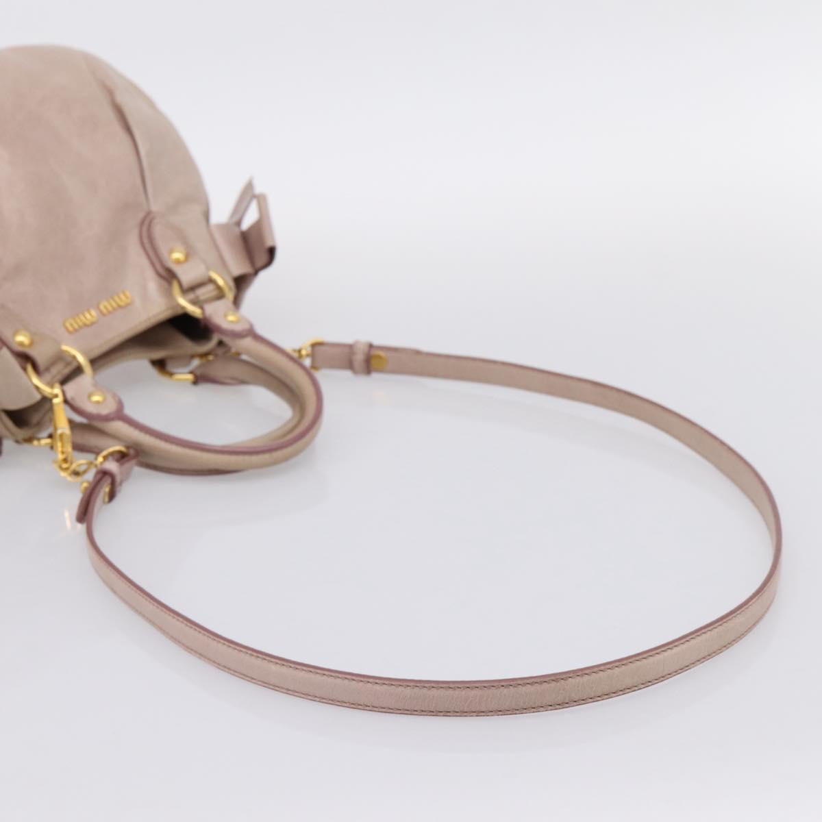Miu Miu Hand Bag Leather 2way Beige Gold Auth 203225M