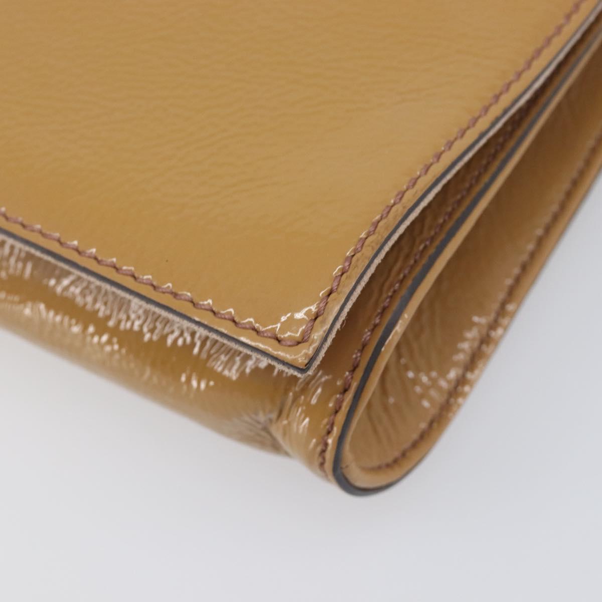 GUCCI Soho Clutch Bag Patent Leather Beige Gold 336753 Auth 203226