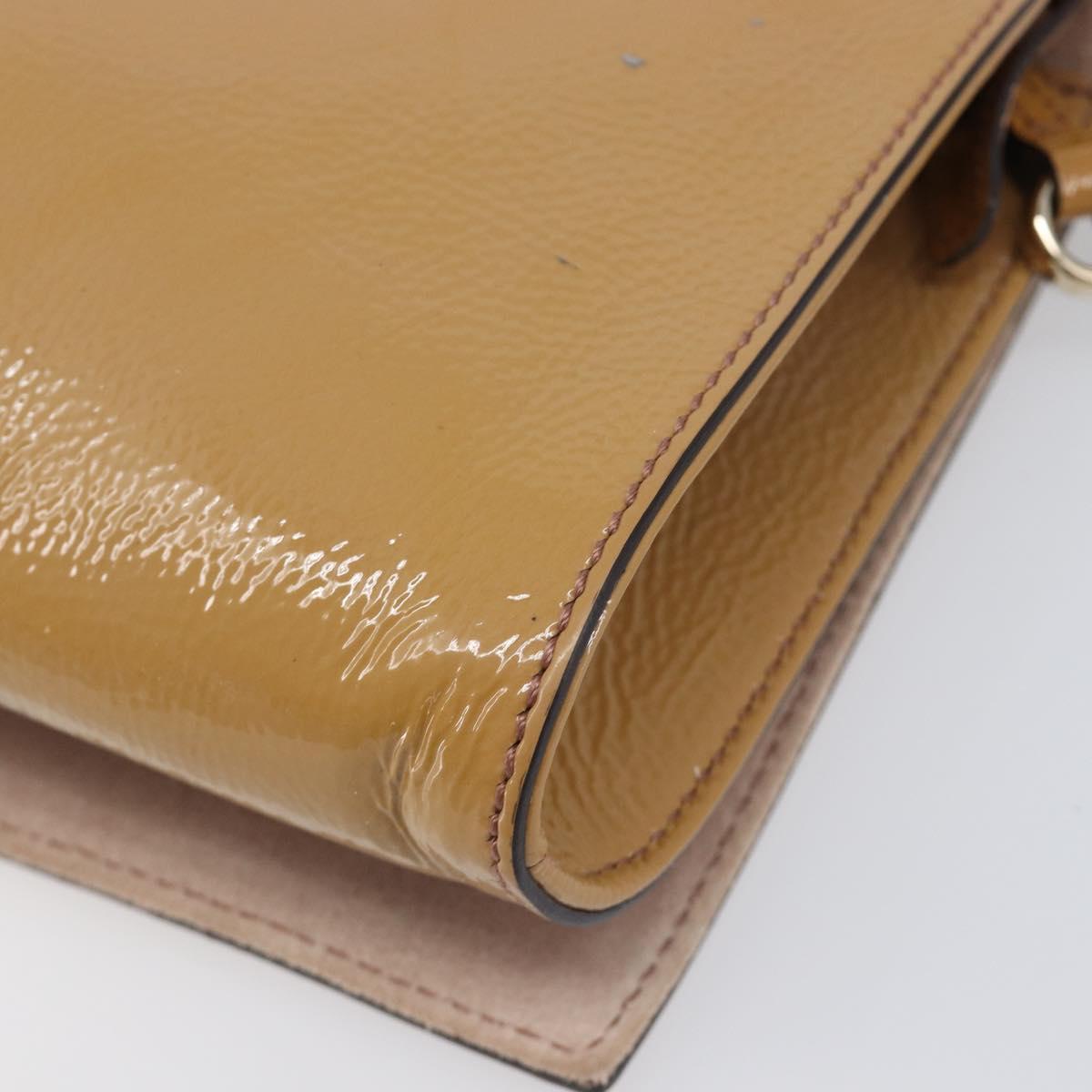 GUCCI Soho Clutch Bag Patent Leather Beige Gold 336753 Auth 203226