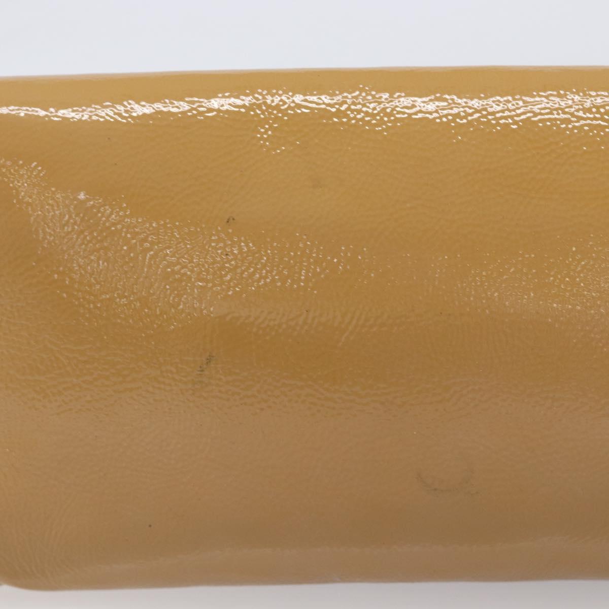 GUCCI Soho Clutch Bag Patent Leather Beige Gold 336753 Auth 203226