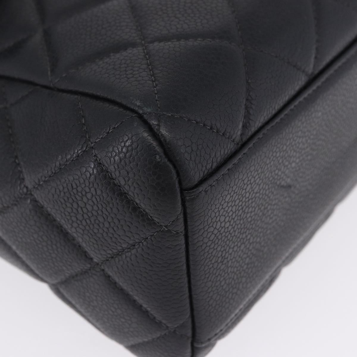CHANEL Matelasse Turn Lock Shoulder Bag Caviar Skin Black Gold CC Auth 203228V