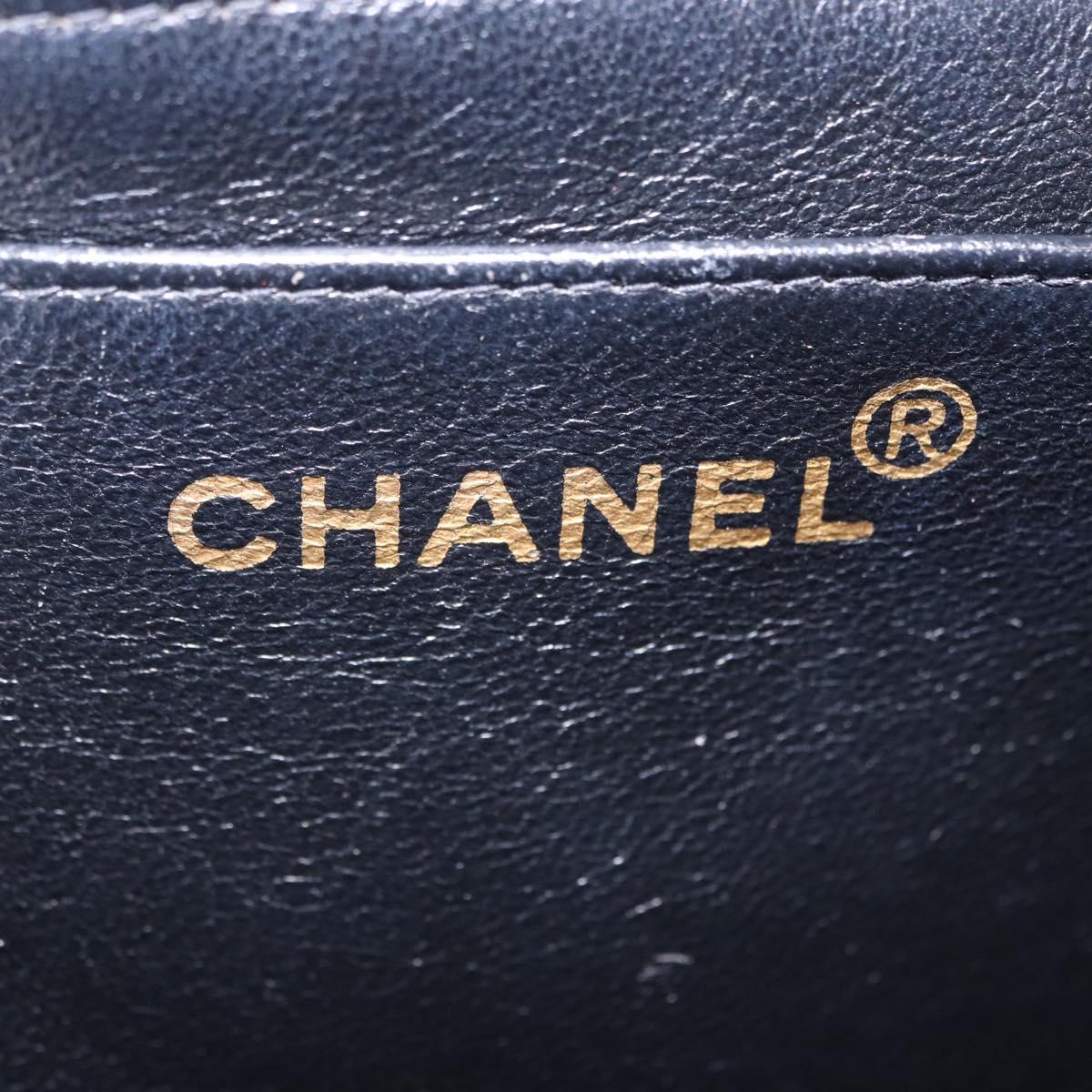 CHANEL Matelasse Turn Lock Shoulder Bag Caviar Skin Black Gold CC Auth 203228V