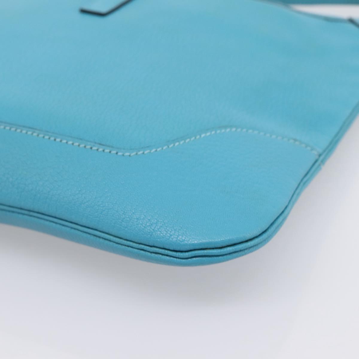HERMES Trim 31 Shoulder Bag Leather Light Blue Silver Auth 203229V