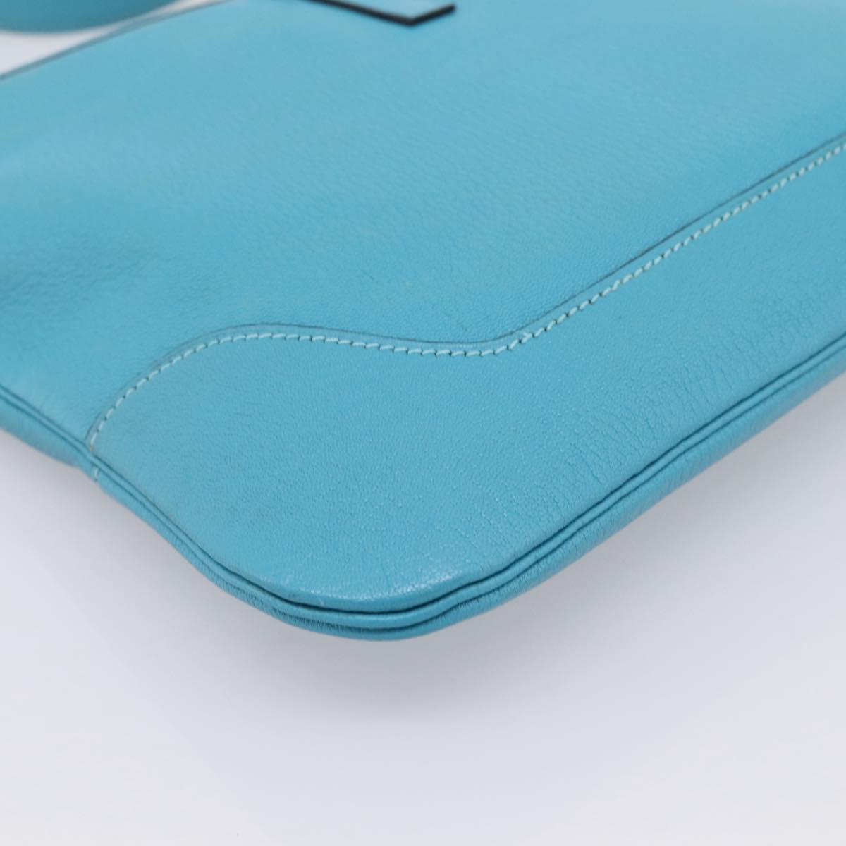 HERMES Trim 31 Shoulder Bag Leather Light Blue Silver Auth 203229V