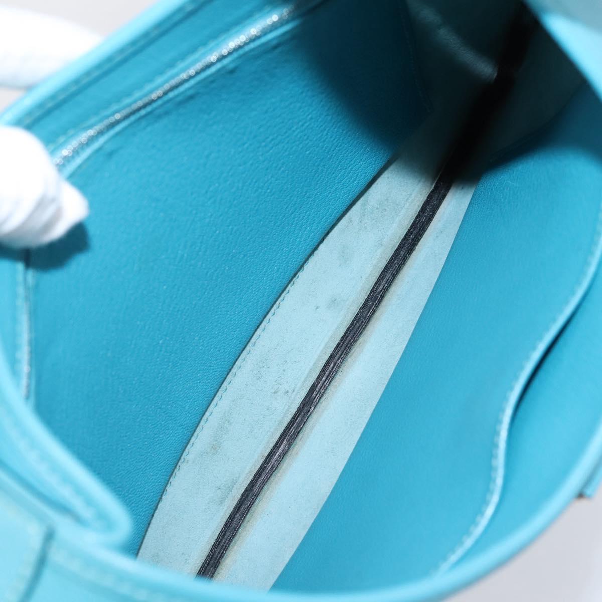 HERMES Trim 31 Shoulder Bag Leather Light Blue Silver Auth 203229V