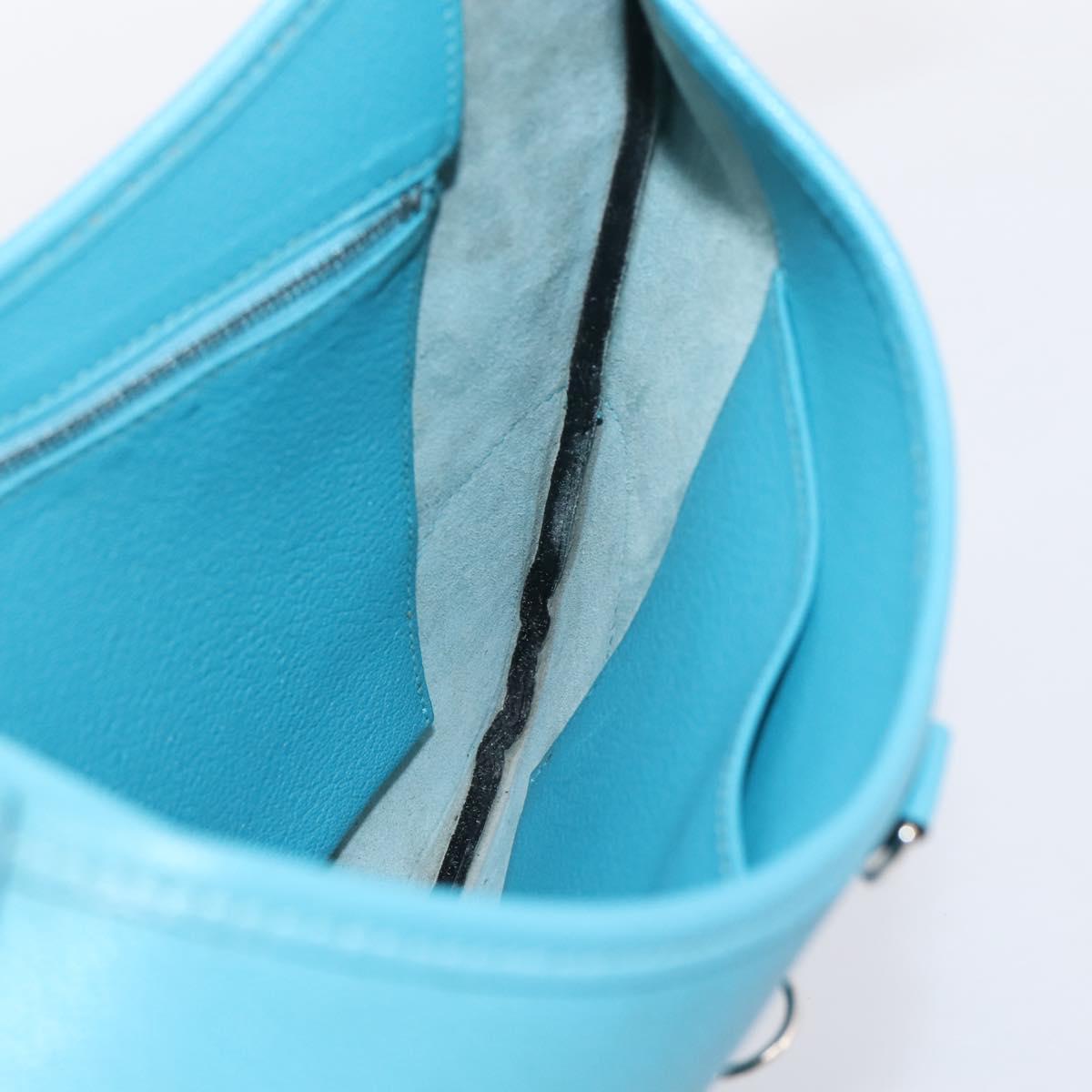HERMES Trim 31 Shoulder Bag Leather Light Blue Silver Auth 203229V