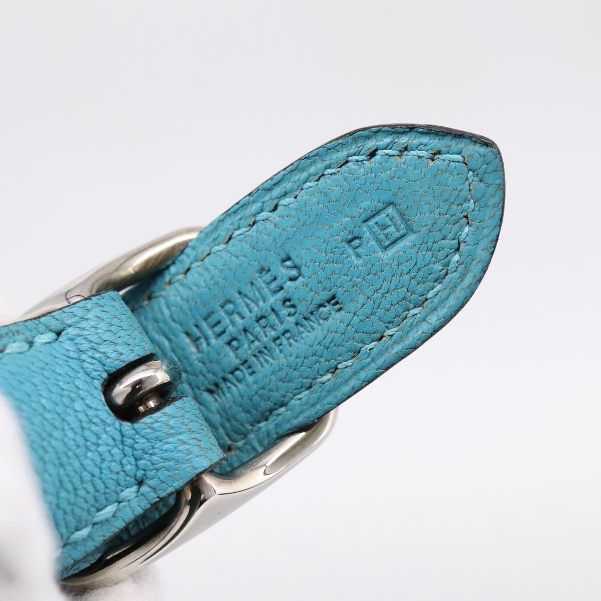 HERMES Trim 31 Shoulder Bag Leather Light Blue Silver Auth 203229V