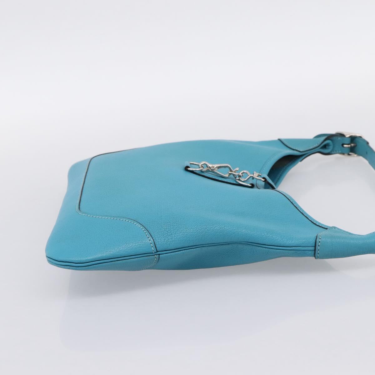 HERMES Trim 31 Shoulder Bag Leather Light Blue Silver Auth 203229V