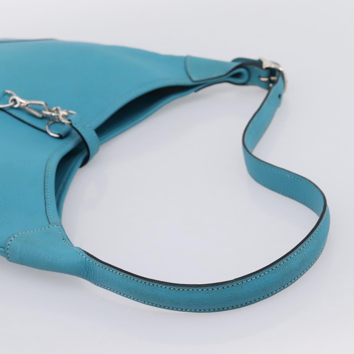 HERMES Trim 31 Shoulder Bag Leather Light Blue Silver Auth 203229V