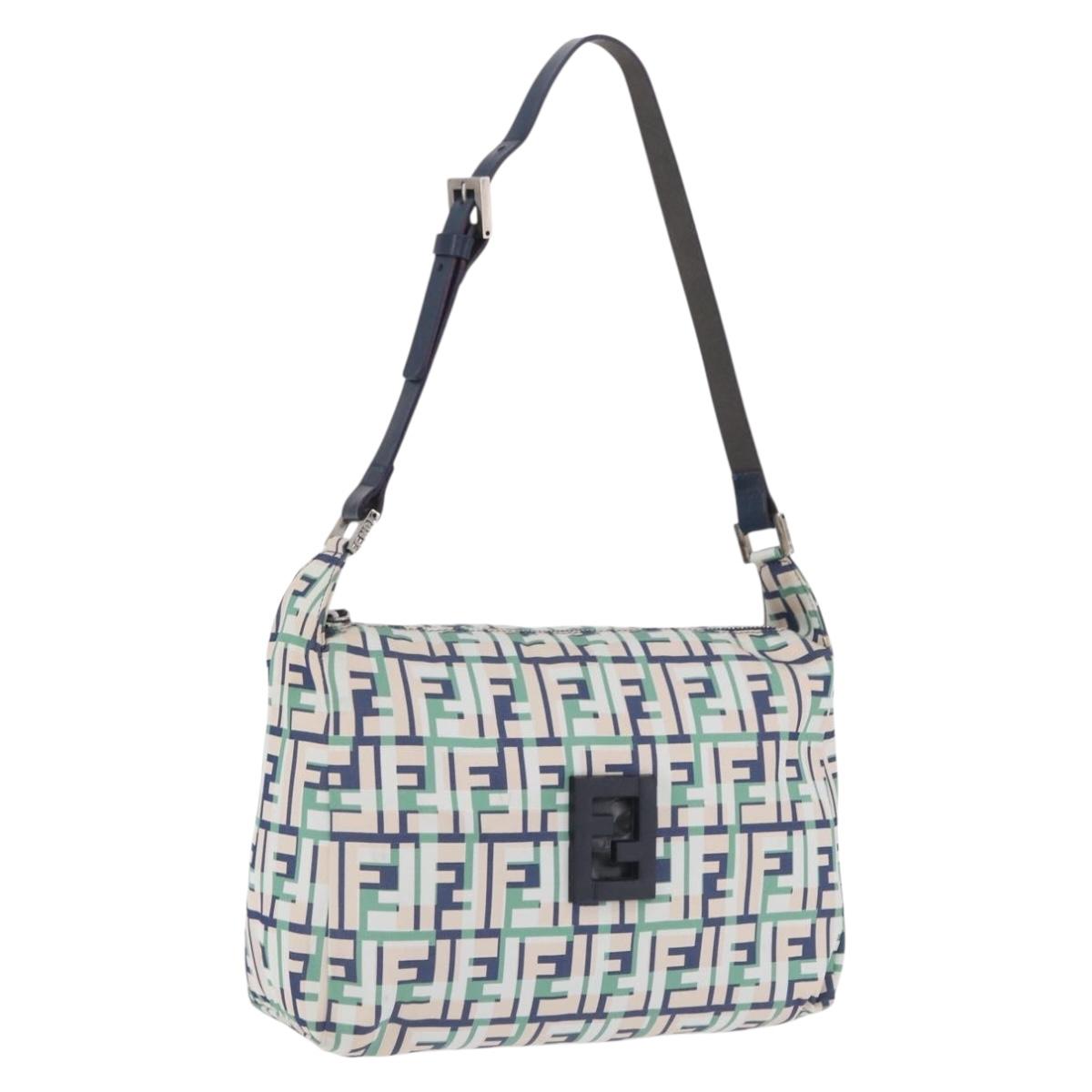 FENDI Zucca Canvas Mamma Baguette Shoulder Bag Multicolor Silver Auth 203230M