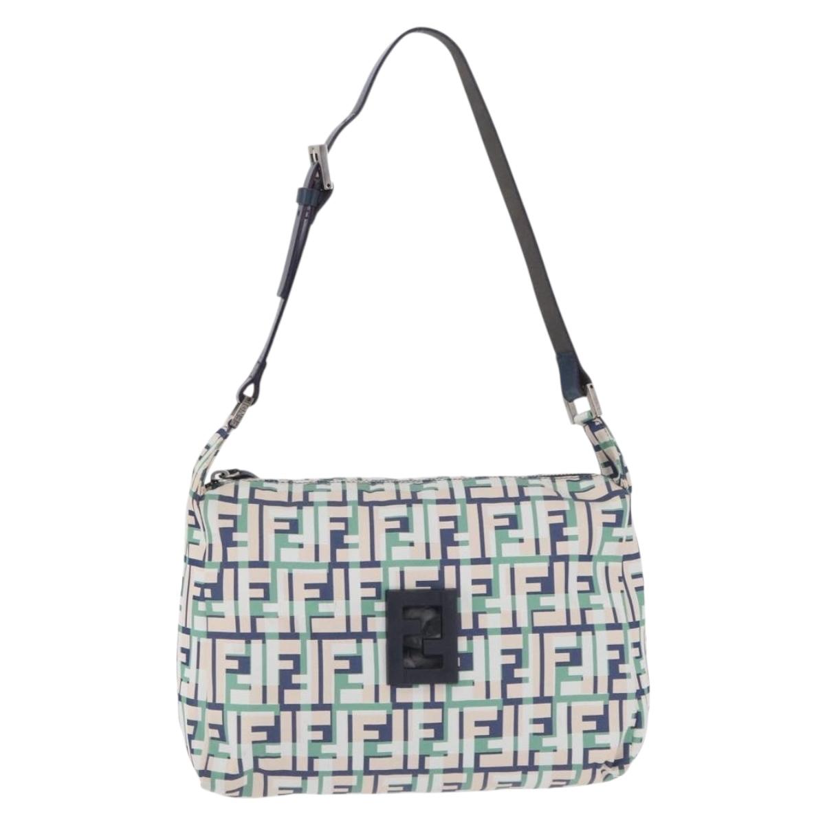 FENDI Zucca Canvas Mamma Baguette Shoulder Bag Multicolor Silver Auth 203230M