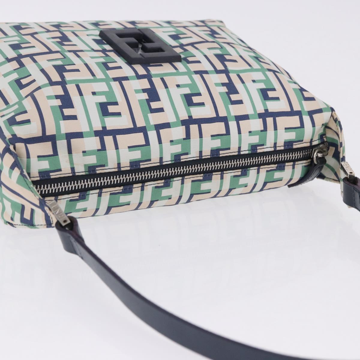 FENDI Zucca Canvas Mamma Baguette Shoulder Bag Multicolor Silver Auth 203230M