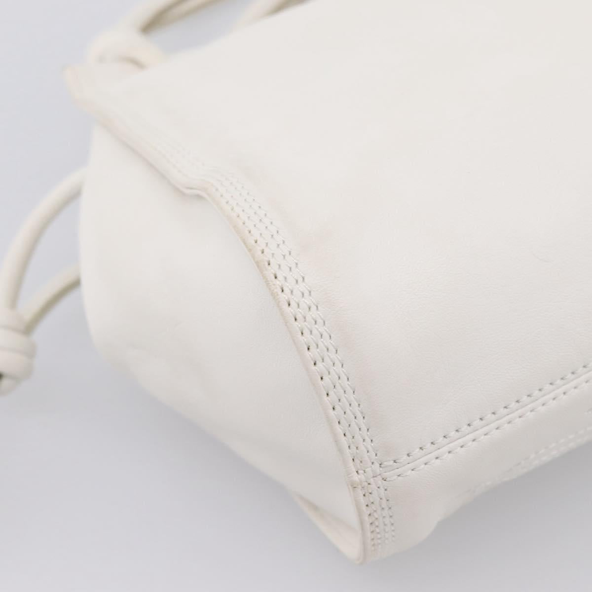 LOEWE Hand Bag Leather White Silver Auth 203231A