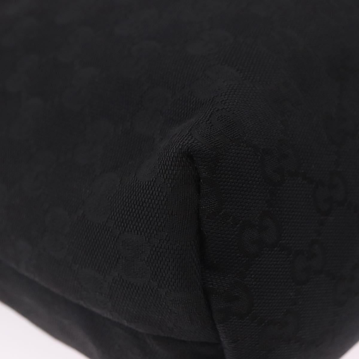GUCCI GG Canvas Web Sherry Line Shoulder Bag Black Silver 189751 Auth 203232A